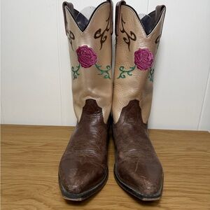 Smoky mountain‎ rose embroidered western boots leather size 5 cowboy